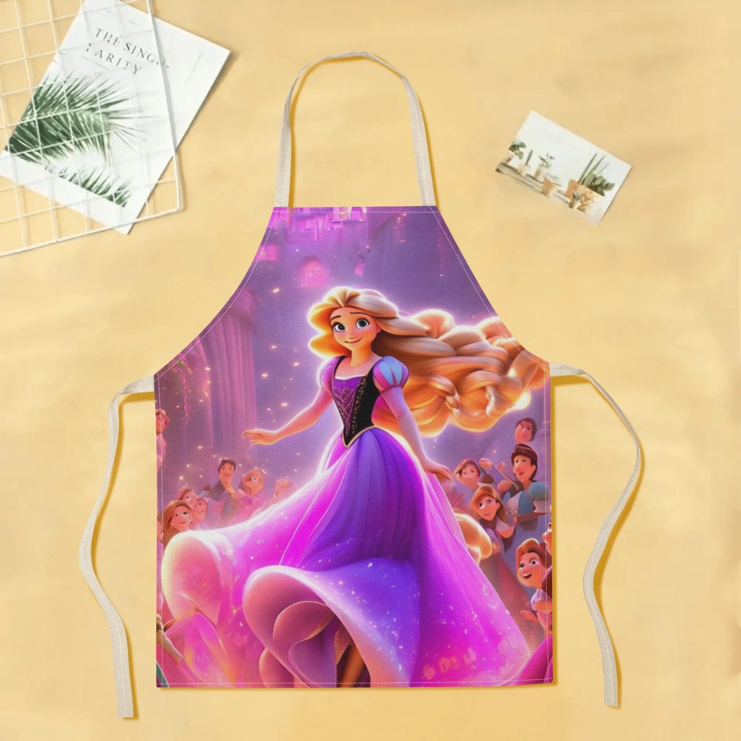 Waterproof apron with vibrant and durable polyester featuring a fairy tale print from the Disney Cinderella cartoon, perfect for kitchens, restaurants, hotels, and home use.