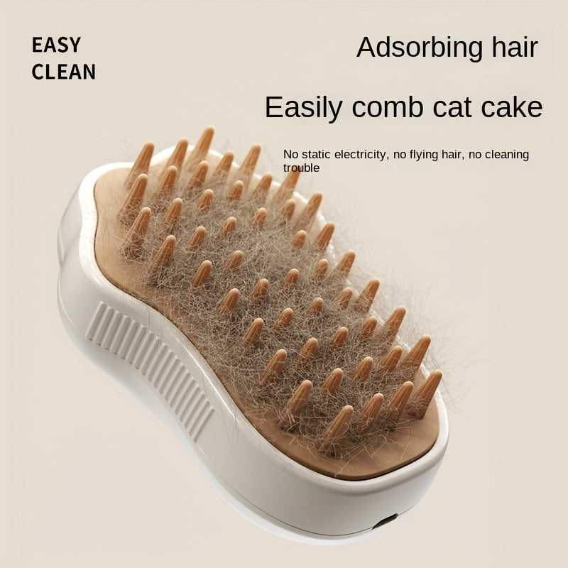 1pc Steam Cat Brush: 3-in-1 Electric Pet Grooming Tool for Cats and Dogs, Portable Self-Cleaning Brush with Comfort Massage and Hair Removal