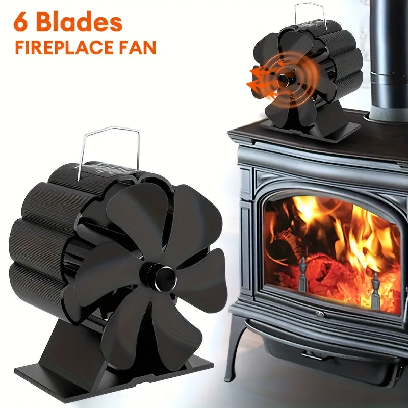 Thermal Heating Fan with Heat Power, Ideal for Gas Stoves, Outdoor Ice Fishing, and Cooking - Featuring Six-Leaf Design.