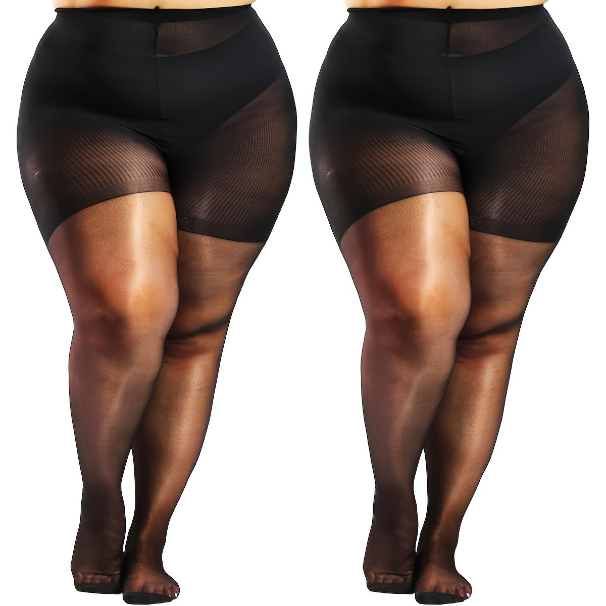 Two stylish packs of soft, large-sized, high-elastic women's tights.