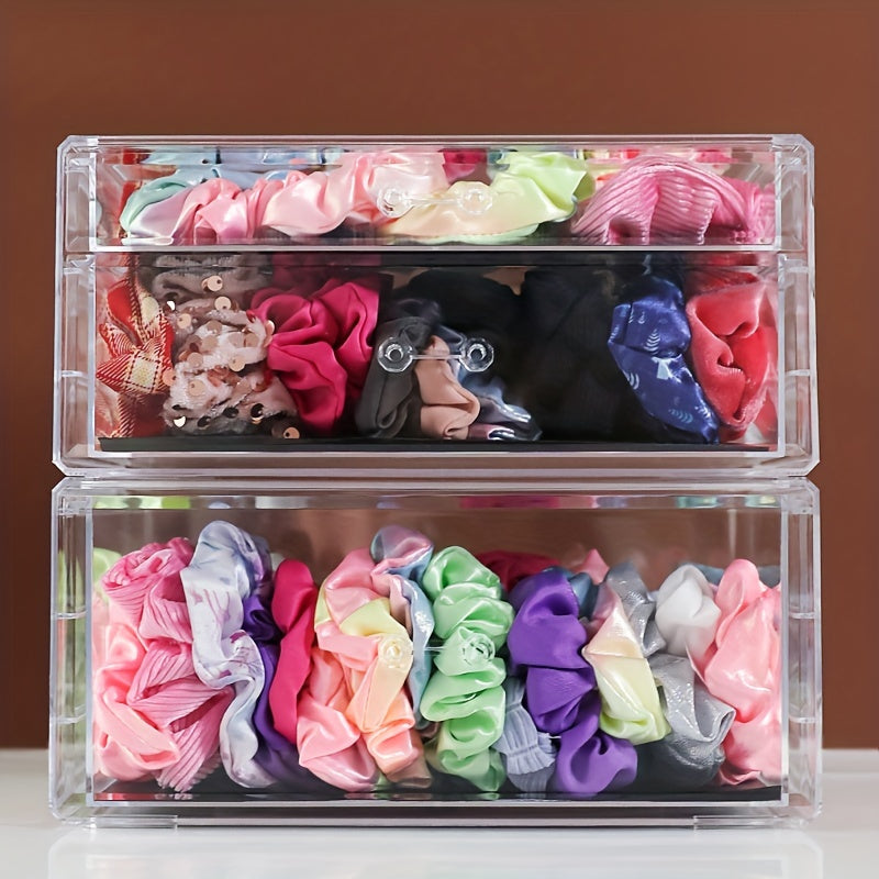 Hair accessories storage jewelry box with transparent and dustproof design, featuring an elastic band for hair rings and a comb box for hair clips. This large capacity storage box is perfect for organizing and storing all your jewelry.