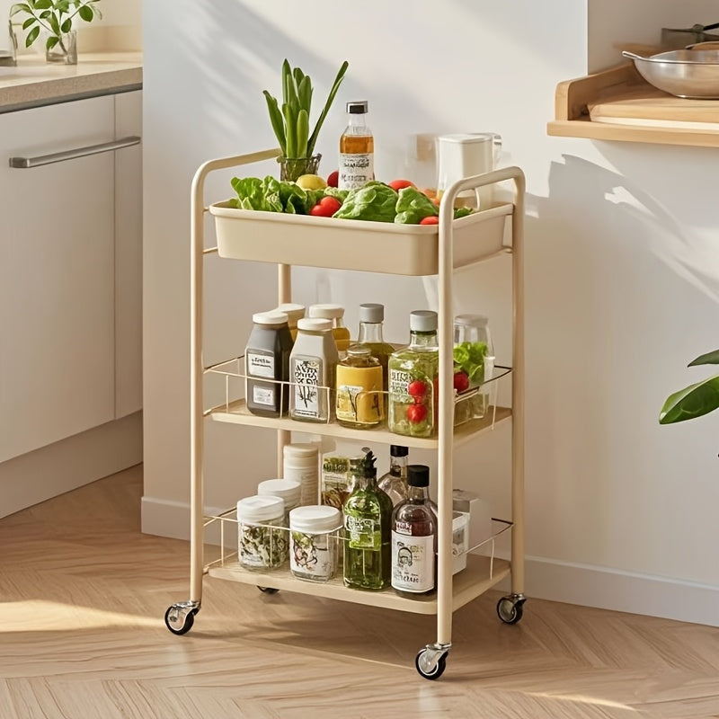 The Plastic Rolling Utility Cart Organizer offers a Classic Style with Multi-Tier Storage, making it a versatile household items organizer. It requires No Assembly and No Electricity or Batteries, providing convenience and ease of use.