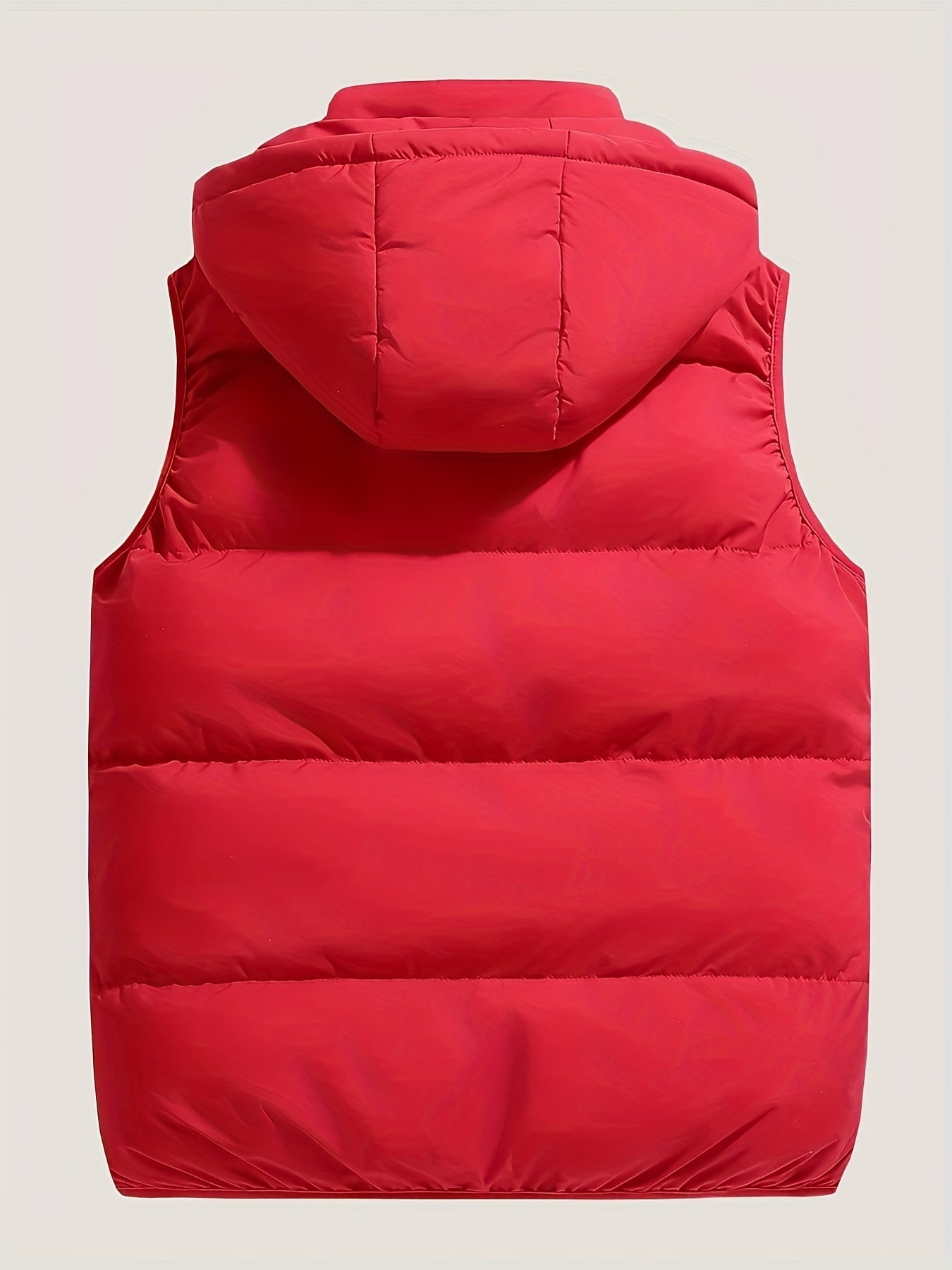 Men's casual hooded vest in solid color, zip-up with pockets and drawstring, perfect for fall/winter, plus size.