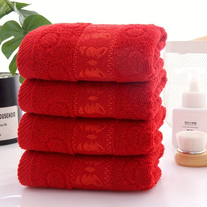 Cotton hand towel set for travel, gym, camping, sports, or as a gift. Soft, thick and fast drying. Size: 33*73cm (12.99*28.74 inch). Perfect for New Year, Spring Festival, or weddings.