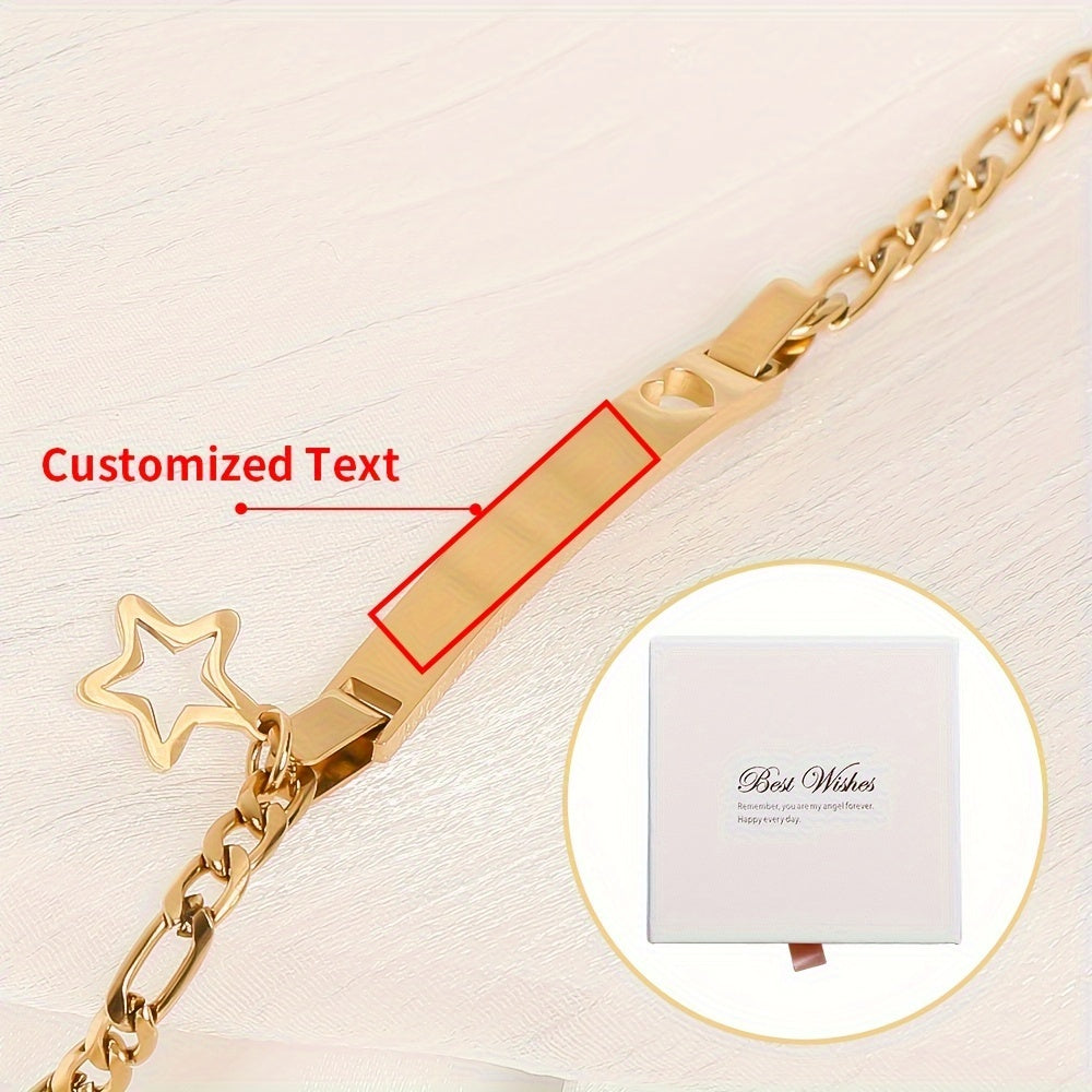 Personalized Star and Heart Bracelet - Ideal for Celebrating Birthdays, Anniversaries, and Memorable Events - Made with Titanium Alloy in Ivory and Gold, Comes with a Gift Box