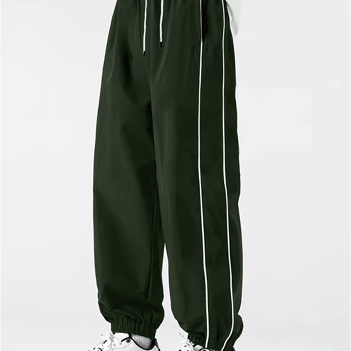 Men's Jogger Pants with Color-Blocking Stripes