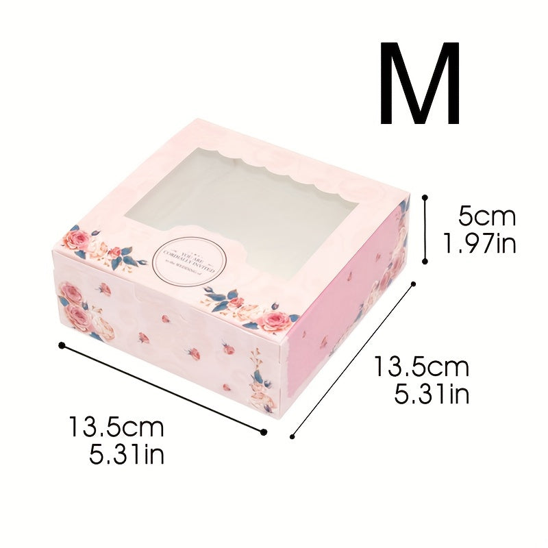 5 Pink Rose Gift Boxes with Stickers - Ideal for Birthdays, Weddings & Candy