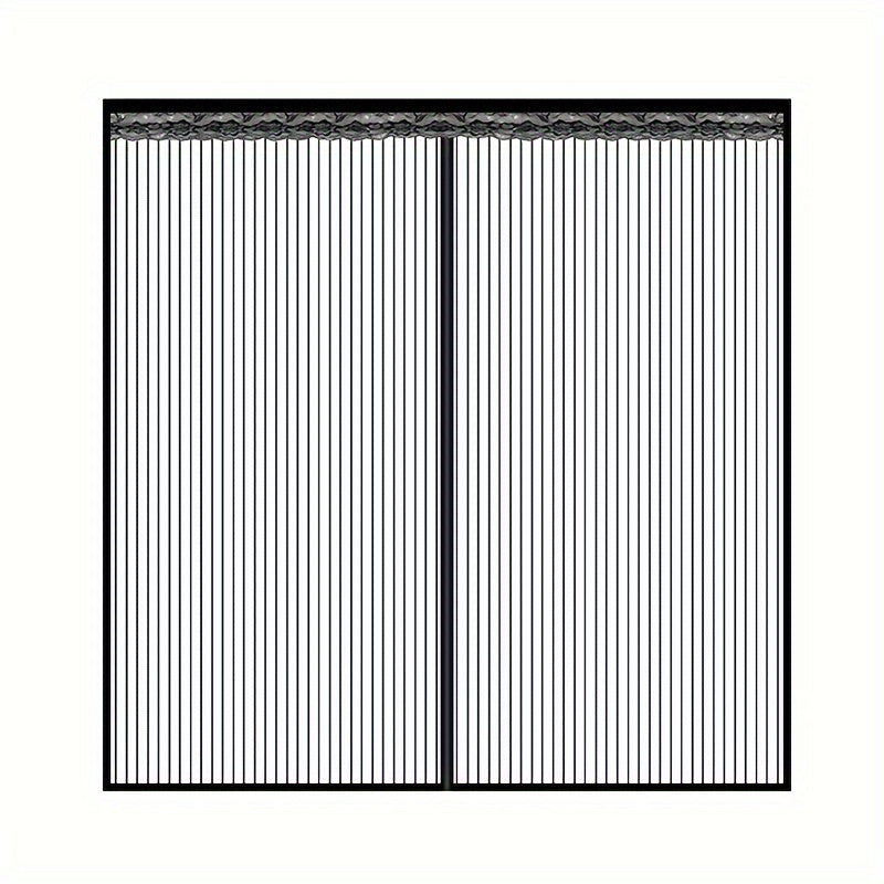 Luxury Black Striped Magnetic Mosquito Screen Door: Breathable, Auto-Closing for Bedroom & Home Decor