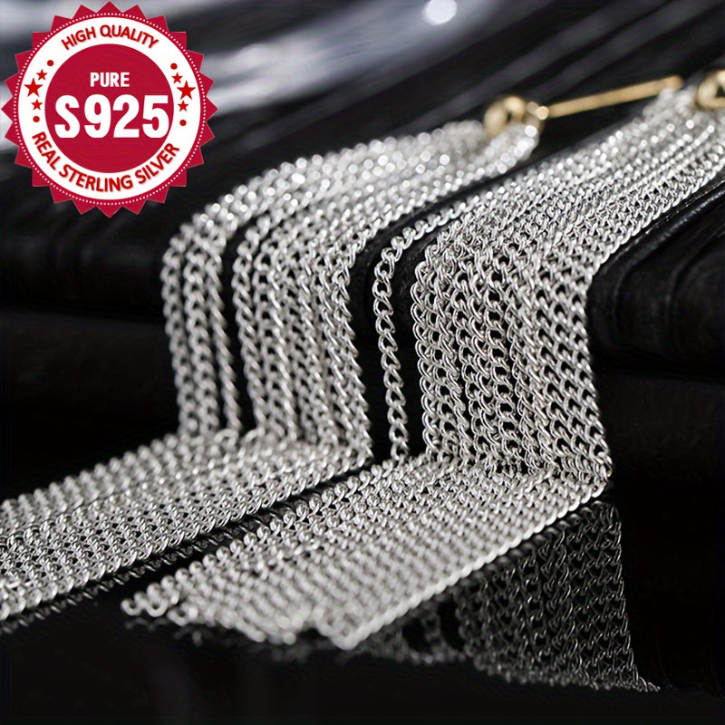 Elegant and Hypoallergenic Galaxy Waterfall Long Tassel Drop Earrings in Luxurious 925 Sterling Silver - Perfect for Daily and Special Occasions, Great Christmas Gift, Timeless Luxury and Sexy Style