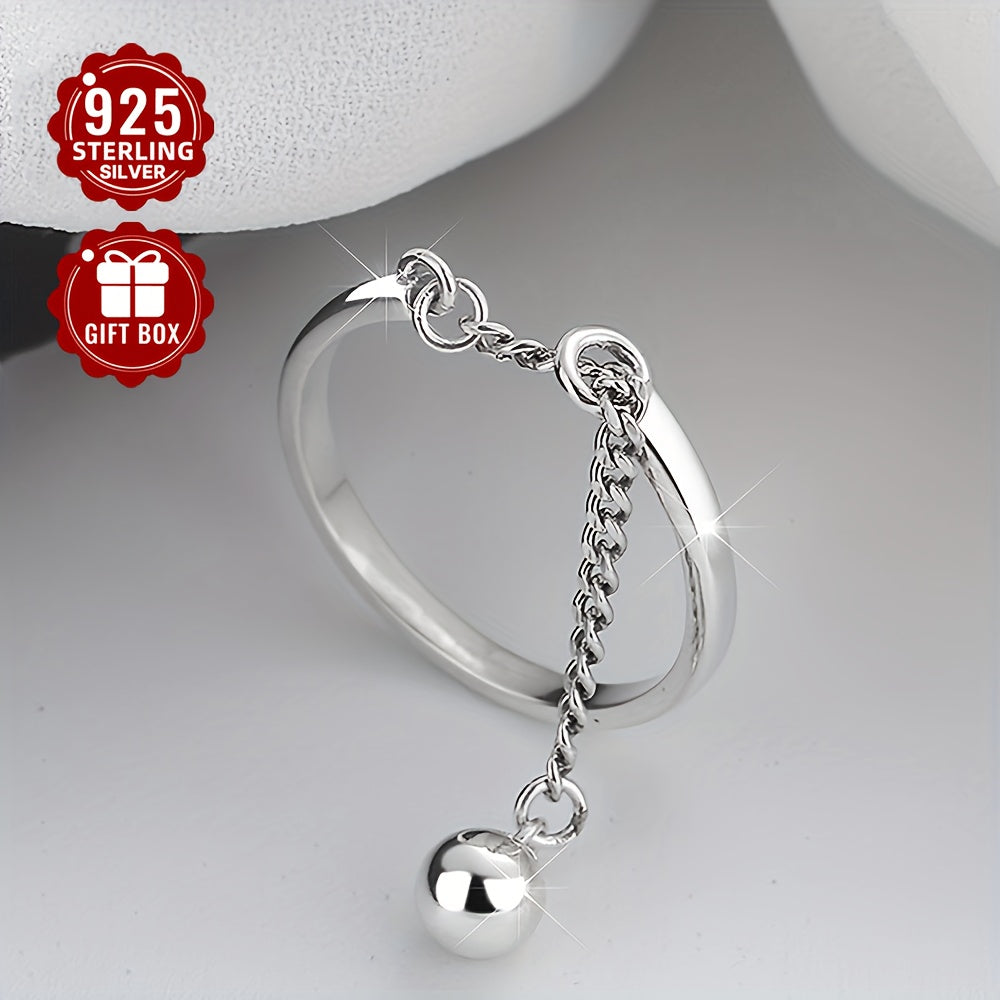 Versatile and simple, the 1PC S925 Sterling Silver Lucky Bead Tassel Plain Ring is a perfect accessory for women with a elegant temperament. This ring weighs about 1.9g and is suitable for both casual wear and formal occasions like banquets. Perfect for