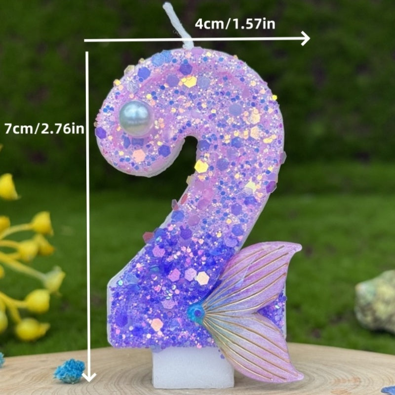 1pc 3D number birthday candle with glittering sparkles, perfect for decorating cakes for birthdays, anniversaries, and festive celebrations.