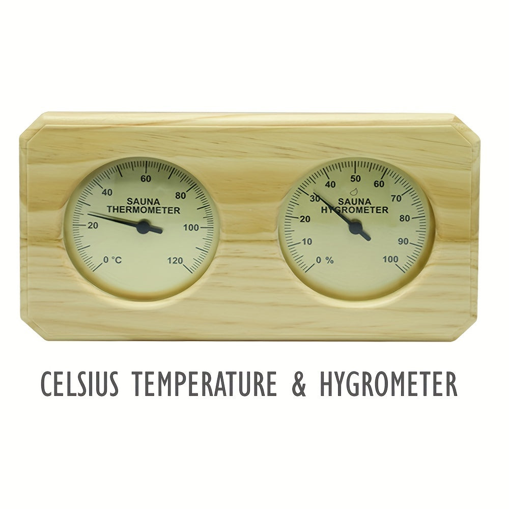 1pc wooden sauna thermometer and hygrometer for temperature and humidity control in family hotel spa rooms.