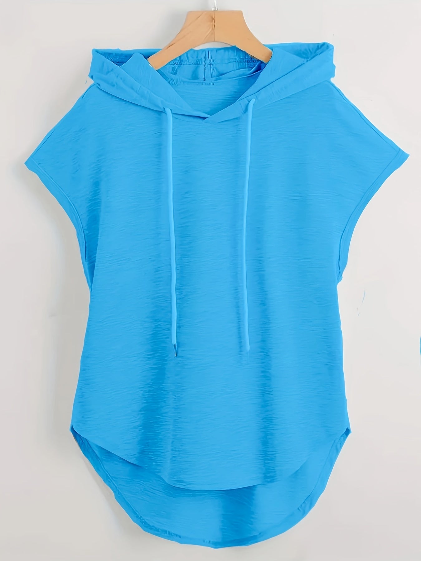 Oversized hooded T-shirt made of polyester/spandex fabric, suitable for casual sportswear in spring/summer/fall.