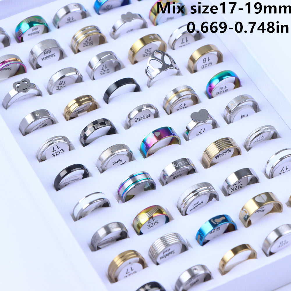 Set of 20 Fashion Rings crafted from durable Stainless Steel featuring a Wide Band and Adorable Heart Design. Perfect for mixing and matching with everyday outfits, suitable for both Men and Women. Comes packaged in an Opp Bag.