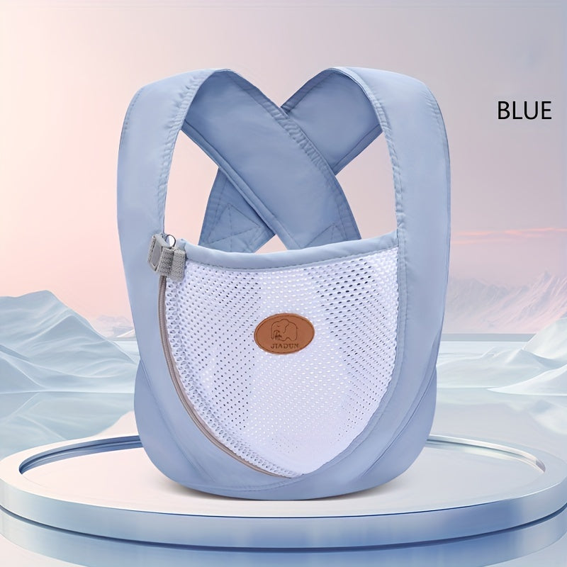 Breathable, multifunctional youngsters carrier with polyester fiber shoulder strap, buckle closure, hand wash only. Available in mixed colors. Youngsters wrap carrier.