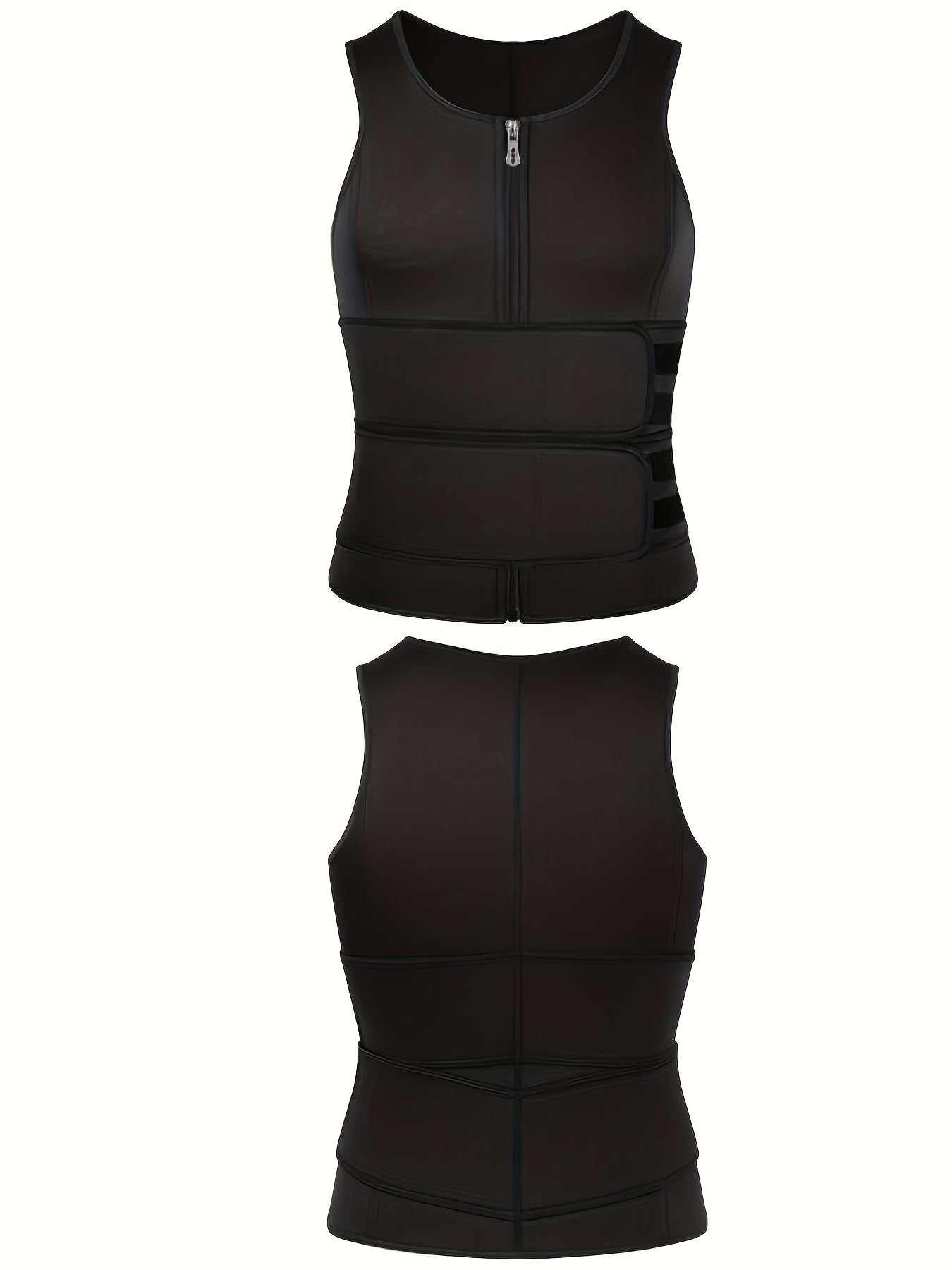 Men's neoprene sauna vest with double belt for intense sweating during sports or gym workouts.