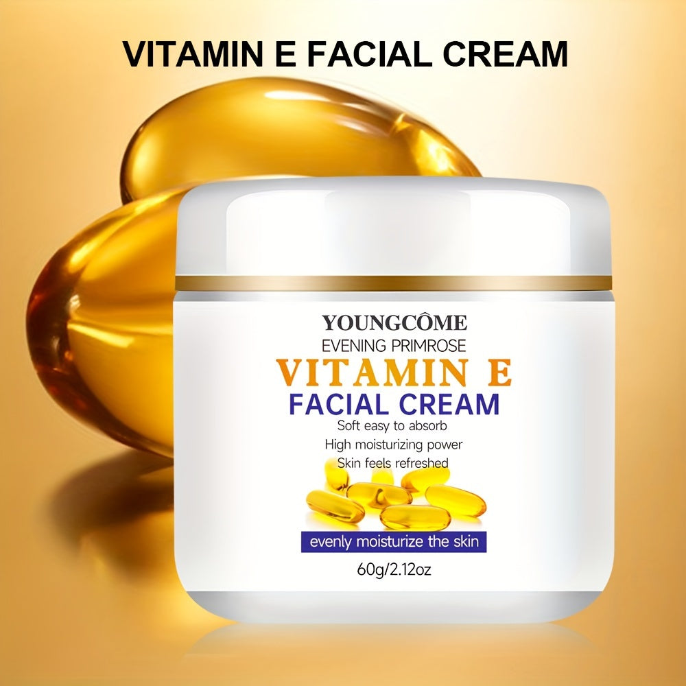 YOUNGCOME Vitamin E & Collagen Face Cream - Hydrating Moisturizer for All Skin Types. Soothes dryness, evens skin tone, and includes Hyaluronic Acid & Retinol. Hypoallergenic for Men &