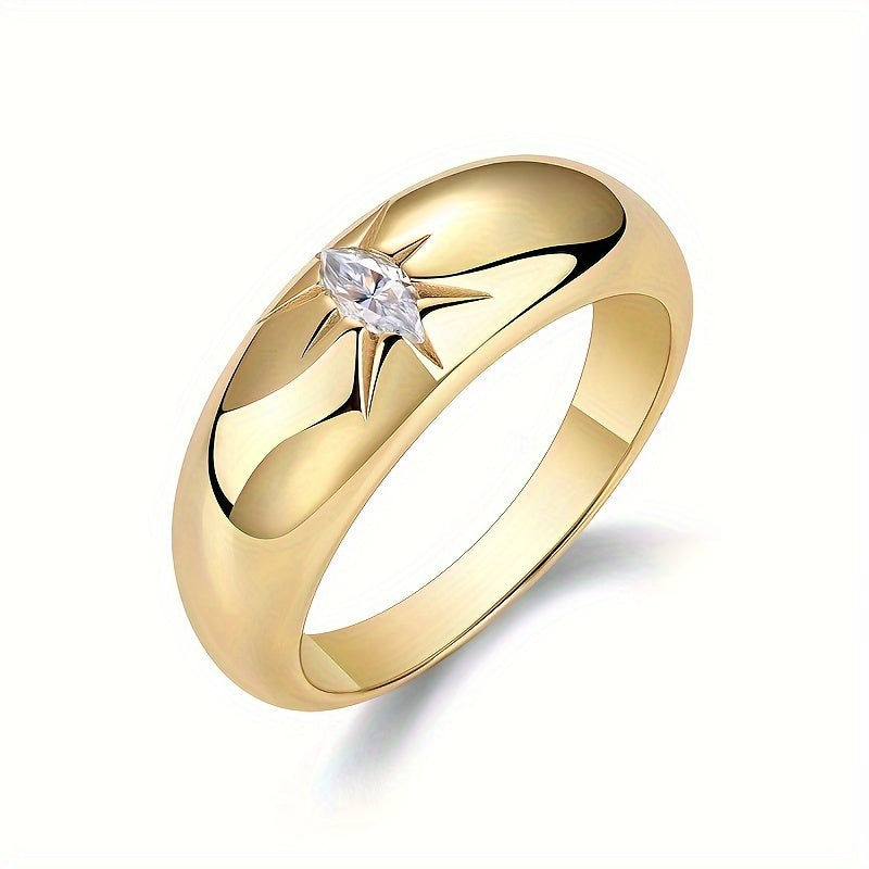 Enchanting Glow and Stunning Star Moissanite Couple's Ring in 18K Gold Plated S925 Silvery - Hypoallergenic, Nickel-Free, and Sparkling Gemstone Jewelry for Casual Attire, Engagement, and Wedding. Includes Gift Box for a Perfect Accessory.