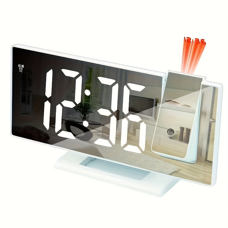 3D LED Mirror Clock with USB power, temperature display, auto brightness. Sleek black design for bedroom & living room. Includes battery & memory time function. ABS material. Living room