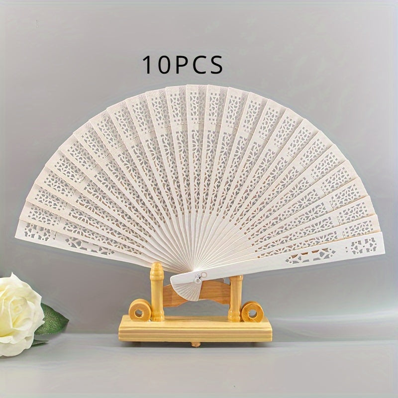 Wedding Fans Set of 10/20/30 Portable Chinese Sandalwood Fans, Perfect Wedding Gifts for Guests, Beautiful Birthday Party Decorative Painted Fans, Lovely Addition to Home Decor