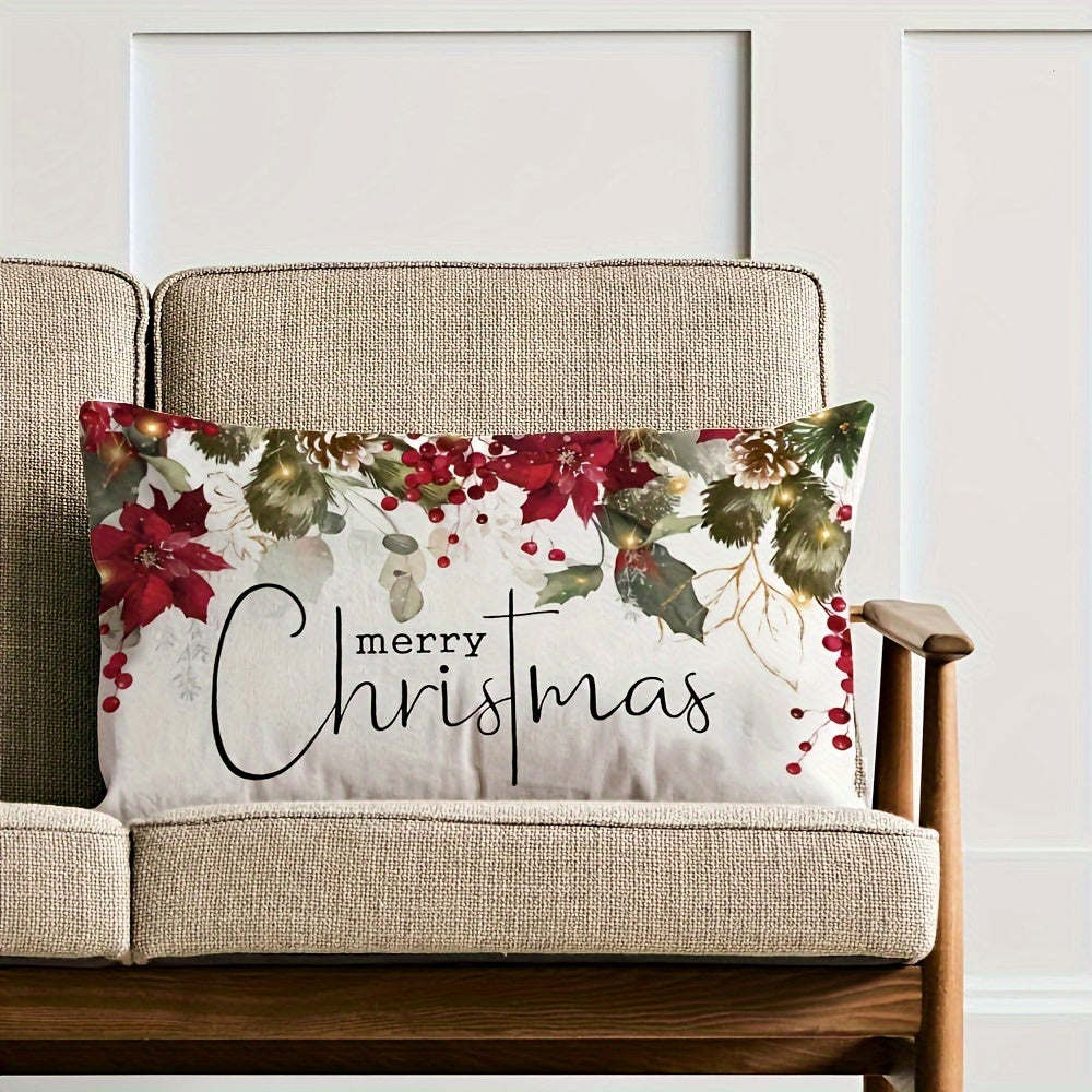 Get into the Christmas spirit with this contemporary Merry Christmas pillow cover. Perfect for adding a festive touch to your farmhouse decor, this cover is suitable for beds, chairs, and sofas. Made from woven polyester fabric, it is durable and machine