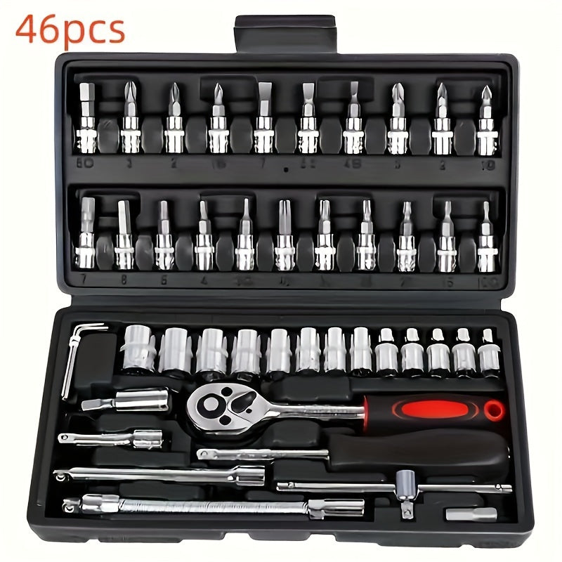 Compact Auto Repair Kit with Torque Wrench and Screwdriver Set for Vehicles