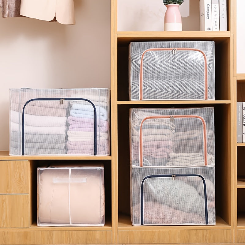 Large Clothes Organizer made of waterproof nylon mesh for storing pants and fabric. This wardrobe folding bin is perfect for cotton quilts and other bedroom accessories.