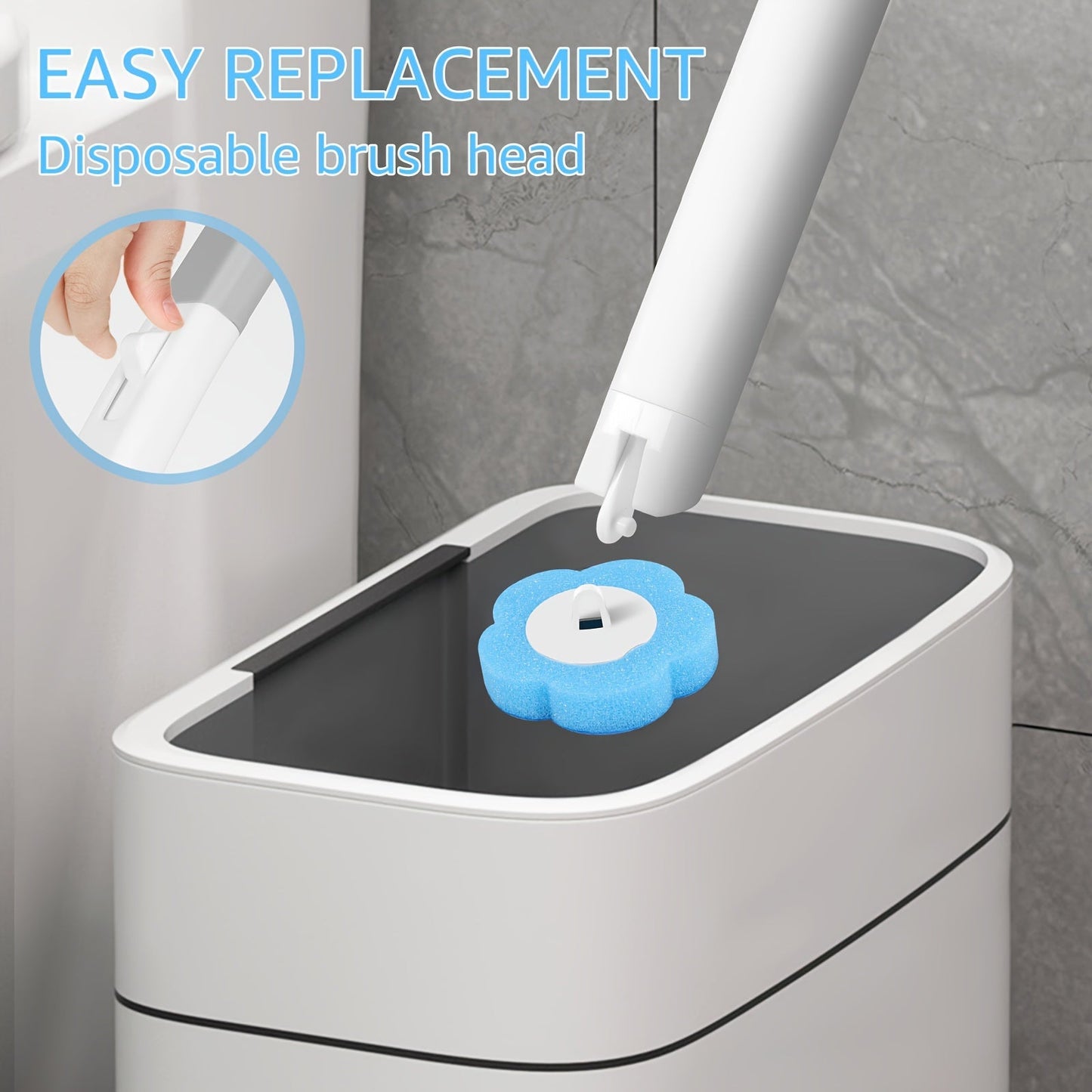 Non-Electric Disposable Toilet Brush Cleaning Kit with 18 Refills - Convenient Wall Mounted Toilet Bowl Cleaner with Adhesive Holder and Storage Caddy - Handle for Easy and Efficient Bathroom Cleaning