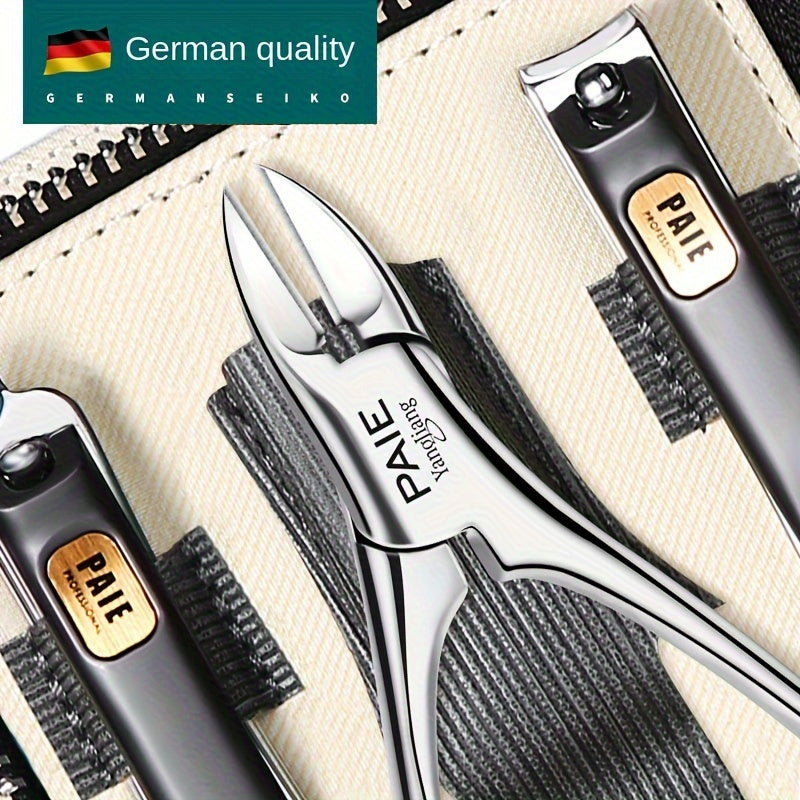 9/11 Stainless Steel Fingernail Clipper Set with Storage Case, Unscented Nail Grooming Kit, Precision Trimming Blade.