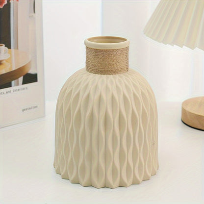 Stylish plastic vase with water ripple design for home decor, ideal for dried flowers and living room accents.