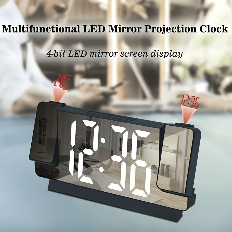 LED Dual Projection Alarm Clock with USB Power, Battery Operated, Digital Wall Clock for Bedrooms.