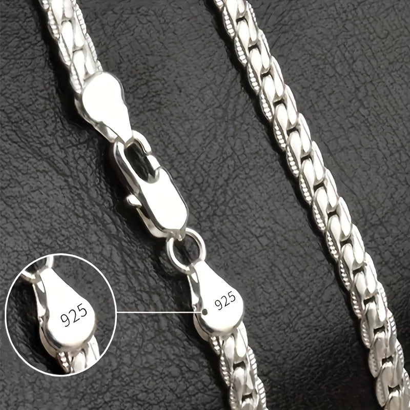 Sterling silver luxury necklace chain, 50cm/20in, for women and men. Perfect for weddings, engagements, and fashion.