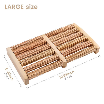 Handcrafted Wooden Dual-Foot Massager with Acupressure Rollers for Stress Relief and Muscle Tension. Ideal for Home Relaxation.