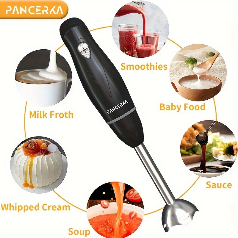 100W Hand Blender Set with Copper Motor, Stainless Steel, Whisk & Milk Frother Attachments for Soup, Smoothies, Purees.