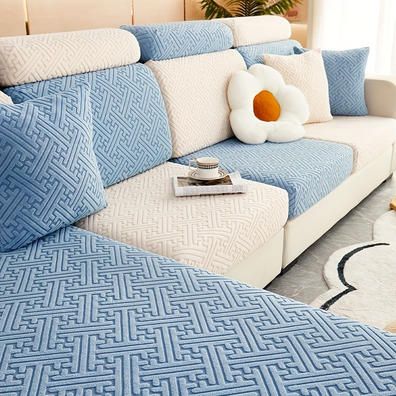 Comfortable, soft, and breathable sofa cover with contrasting color mix and anti-slip protection. Ideal for bedrooms, offices, and living rooms as a fashionable home decoration.