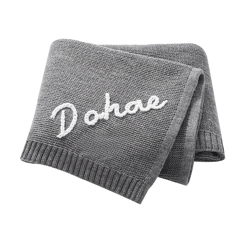 Customize your own name blanket with this soft and cozy acrylic knit blanket. Measuring 100*80cm, this blanket is perfect for all seasons. Give this unique woven blanket as a special gift for anniversaries or birthdays.