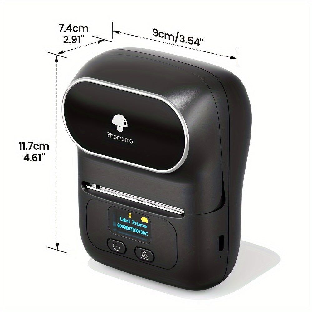 Phomemo M110 Wireless Label Printer with 40x30mm Sticker Roll, ideal for businesses and office use, with wireless connectivity for phones & PCs.