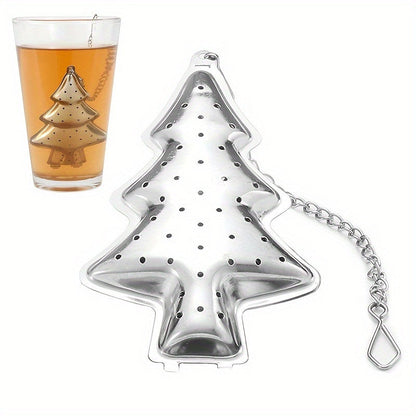 Festive Christmas Tree-Shaped Stainless Steel Tea Infuser - Ideal Loose Leaf Tea Strainer for Holiday Celebrations, Tea Parties, and Gifts - Includes Chain for Easy brewing and Tea Gifts