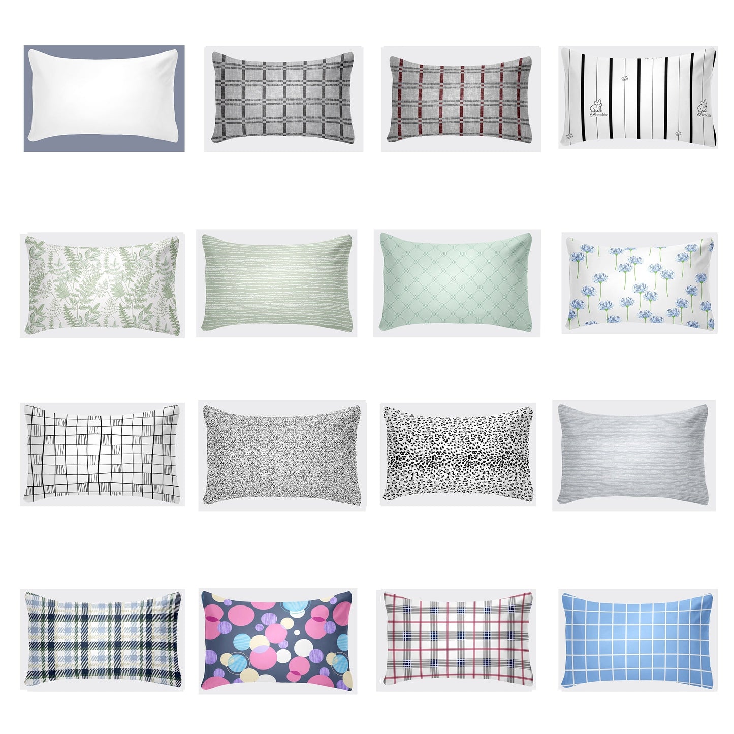 Luxurious Pillowcase with Envelope Closure - Available in Various Sizes (30x50cm to 50x75cm) - Stylish Designs in White, Gray Plaid, Red Plaid, Green Botanicals, Leopard Print, and Geometric Patterns - Suitable for Every Season, Great for Home Decor Gifts