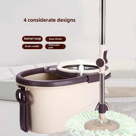 Easy Spin Mop and Bucket Set includes 1 stainless steel-handled mop, dual-drive rotating system, hands-free washing feature, 4 reusable microfiber mop heads. Ideal for cleaning living rooms, bedrooms, bathrooms, toilets, and kitchens.