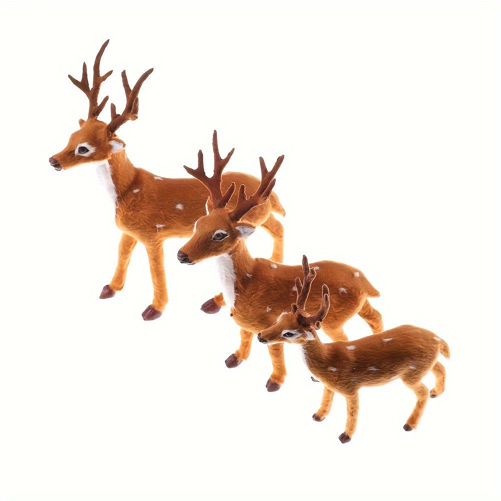 1 Festive Plush Reindeer for Christmas decoration, made of polyester and plastic, no power required. Perfect for home and kitchen holiday décor or as a New Year's ornament.