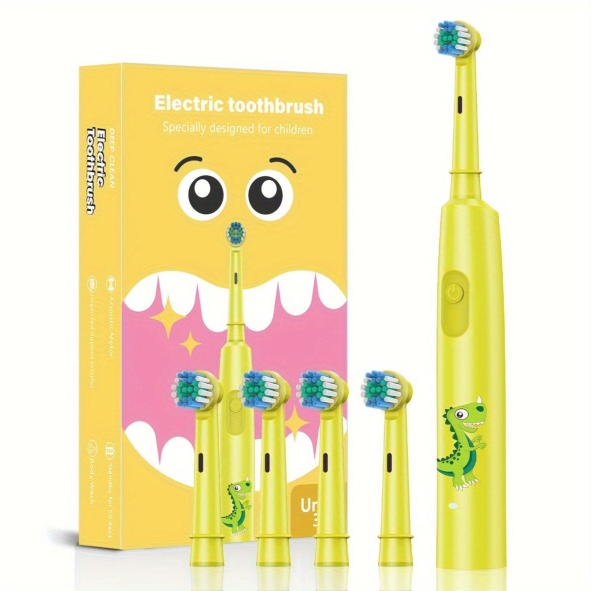 Youth electric toothbrush with 3 modes, USB rechargeable, and soft bristles for deep cleaning.