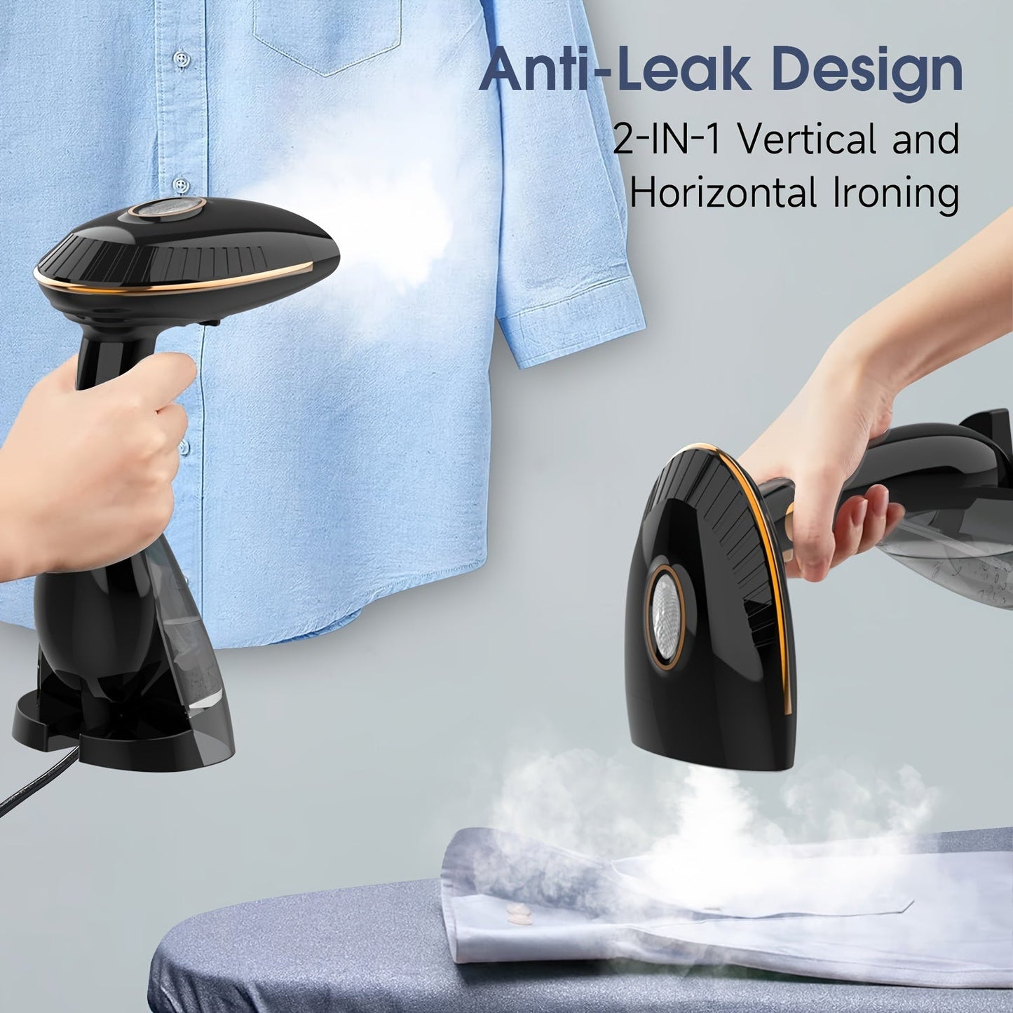 The Handheld Garment Steamer is a powerful 1500W device that heats up quickly, featuring a large water tank and automatic shut-off. With continuous steam capabilities and a durable metal and plastic construction, this steamer effectively removes