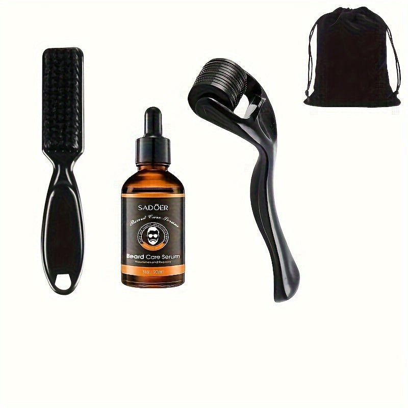 SADÖER Men's Premium Beard Grooming Kit with Growth Serum & Gentle Brush - Perfect Gift for Dad, Boyfriend, Birthday