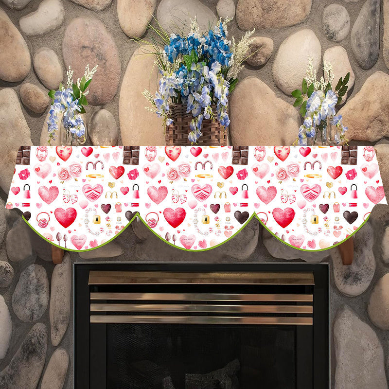 Polyester Valentine's Day Love Heart Fireplace Mantle Scarf - No Power Required, Ideal for Winter Holiday Home & Living Room Decor, 49.78cmx78.7, also suitable as a Cape, Table Flag or Window Decoration.