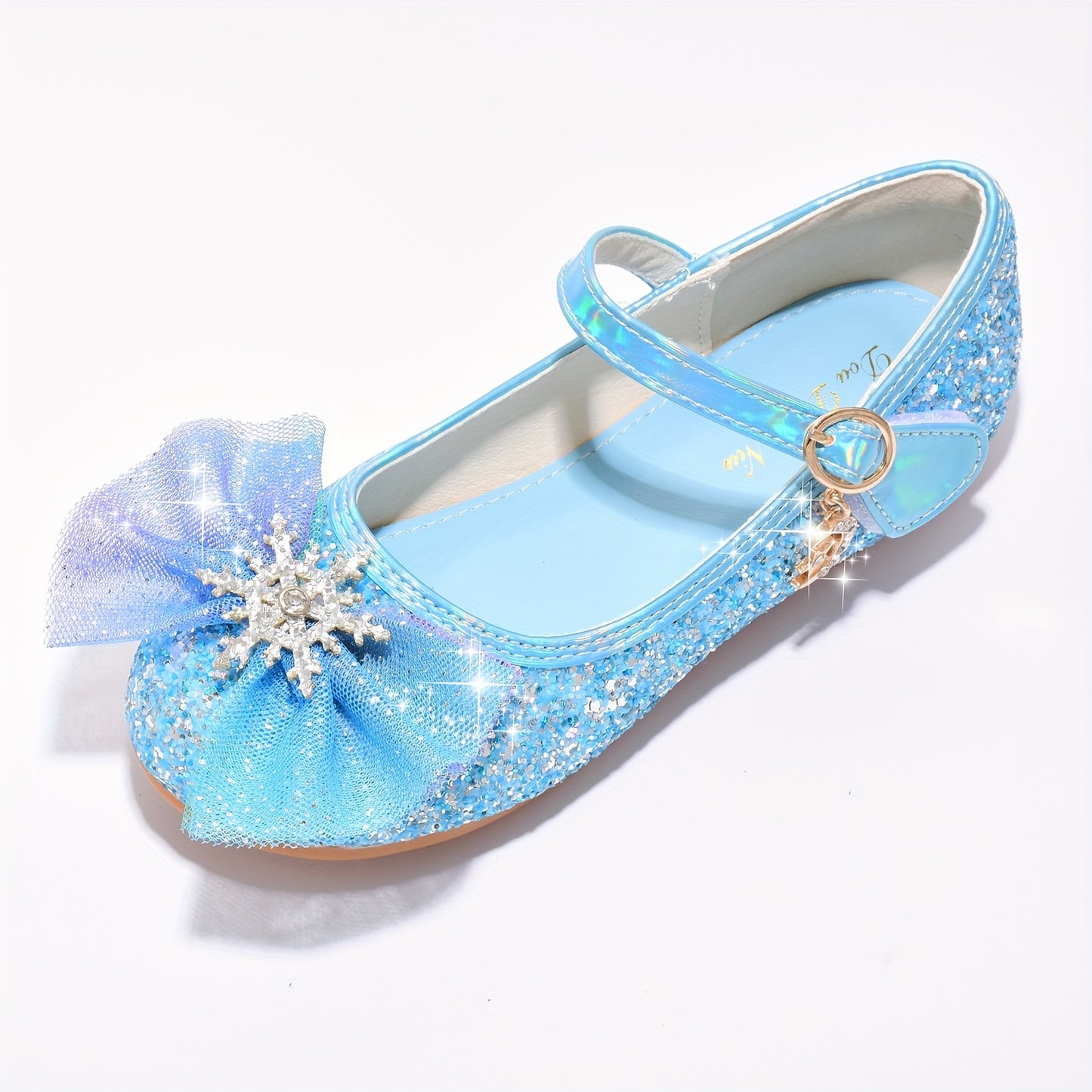 New blue crystal shoes for girls, perfect for little princesses with soft soles.