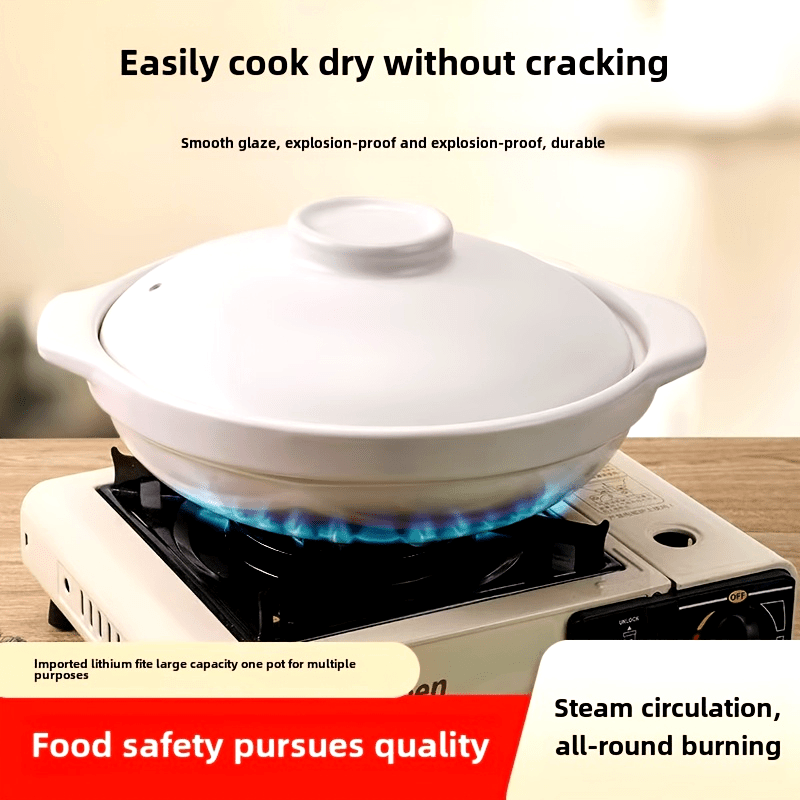 1 piece of household ceramics, an old-fashioned earthen casserole suitable for use on a gas stove to stew soup. This shallow pot is high temperature resistant and can be dry-fired, making it a durable and reliable ceramic casserole.