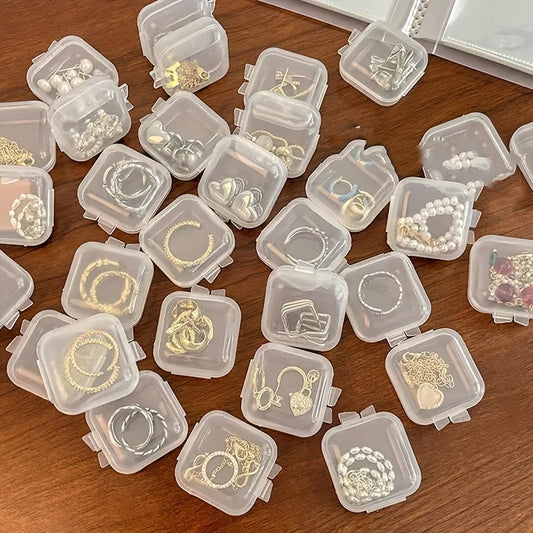 Set of 10 Mini Clear Plastic Storage Boxes for Jewelry and Small Items