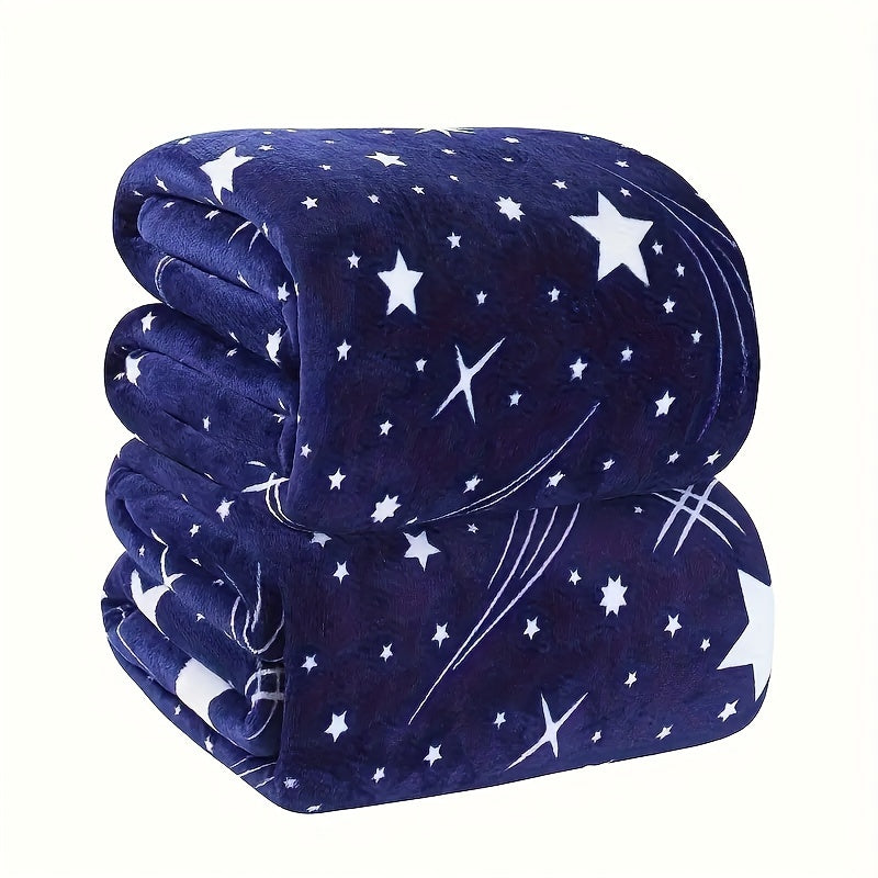 The SEA BEAR Soft & Warm Fleece Throw Blanket features a charming Meteor Pattern, ideal for snuggling up on the couch, in the office, bed, or while camping and traveling. This all-season hypoallergenic gift blanket is multifunctional, perfect for use as