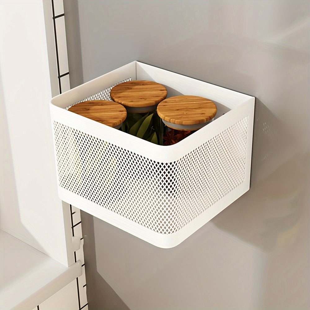 Magnetic Side Storage Holder for Kitchen Refrigerator with Hanging Basket and Plate Gap Magnet